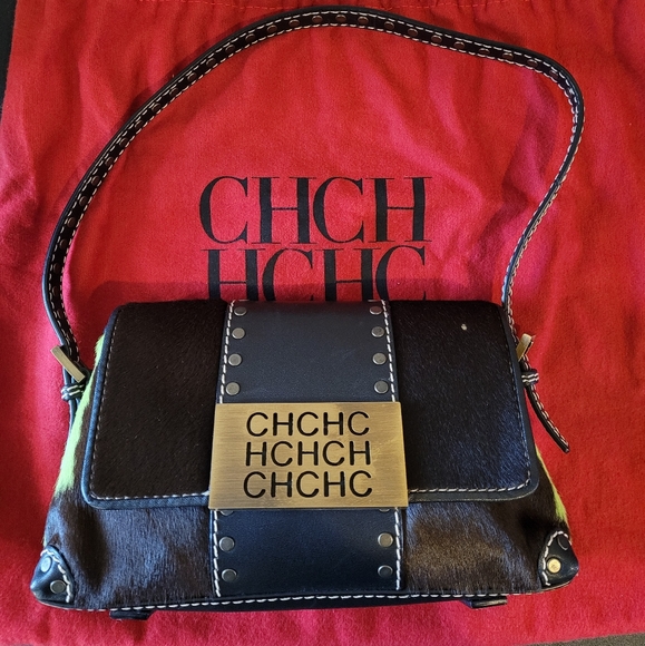 NWT Carolina Herrera Brown/Green Hair Bag
